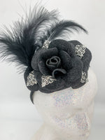 Black Noir Foam Flower Fascinator – Feather Rose Statement Headpiece | Weddings, Races & Luxe Occasion Glam