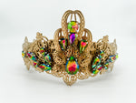 Celestial Nouveau Rainbow Crown – Crystal Statement Tiara | Bridal, Fantasy Goddess Headpiece & Luxe Occasion Glam