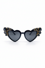 Kids Black Heart Sunglasses – Diamanté Sparkle Statement Shades | Dress Up, Party & Luxe Play Accessories