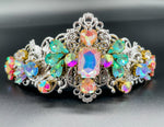 Opalite Aura Silver Tiara – Pastel Crystal Statement Crown | Bridal, Fantasy Goddess & Luxe Occasion Headpiece