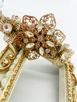 Christmas Golden Poinsettia Tiara – Crystal Statement Crown | Festive Glam & Luxe Holiday Headpiece