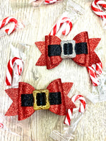 Christmas Santa Bow Hair Clip – Sparkle Festive Statement Accessory | Holiday Glam & Luxe Hair Piece