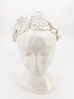 White Sparkle Flower Crown Headband – Glitter Statement Headpiece | Festival, Bridal & Luxe Occasion Accessory