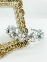 Opulent Glow Silver Pearl Band – Elegant Statement Headband | Bridal, Fantasy & Luxe Occasion Hair Accessory