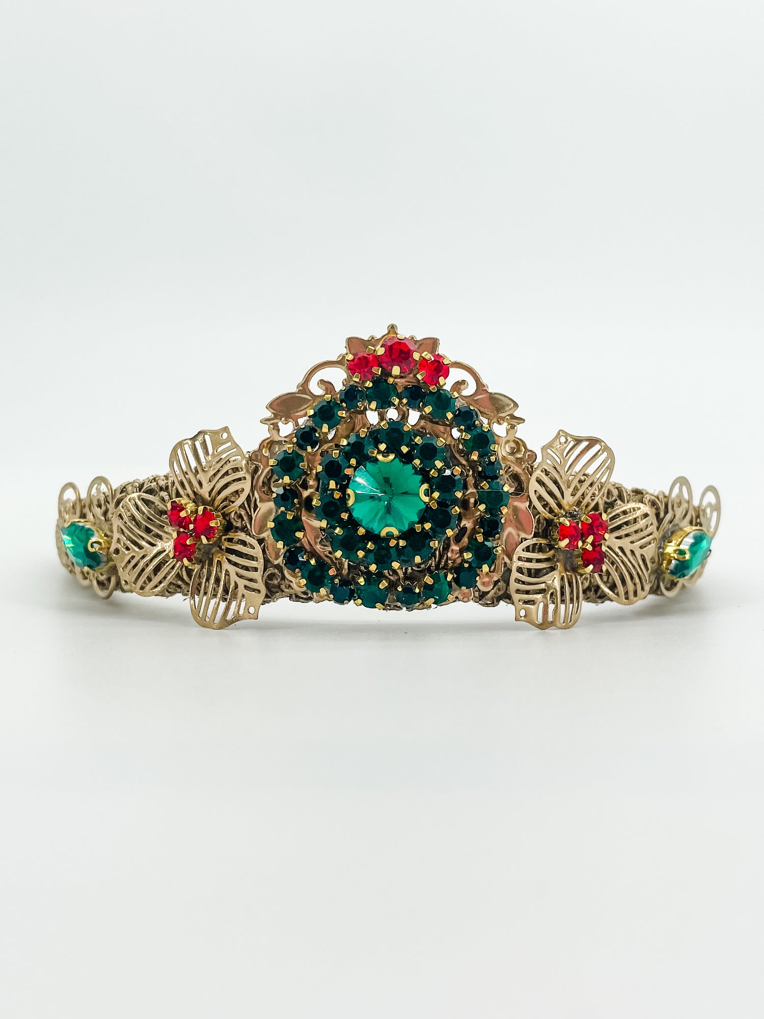 Christmas Holly Jolly Tiara – Crystal Statement Crown | Festive Glam & Luxe Holiday Headpiece