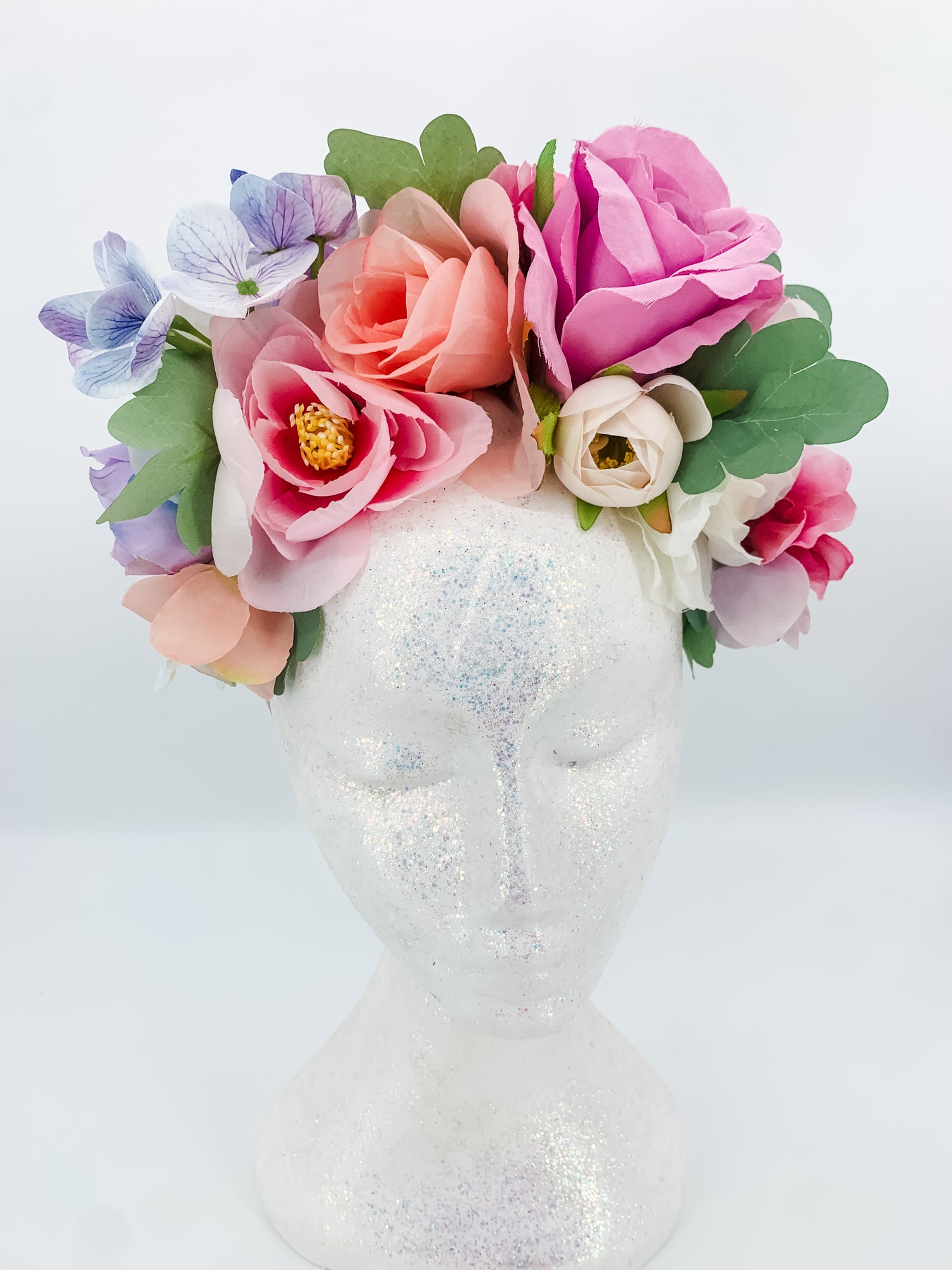 Pastel Romance Silk Flower Crown – Floral Statement Headpiece | Festival, Bridal & Luxe Occasion Accessory