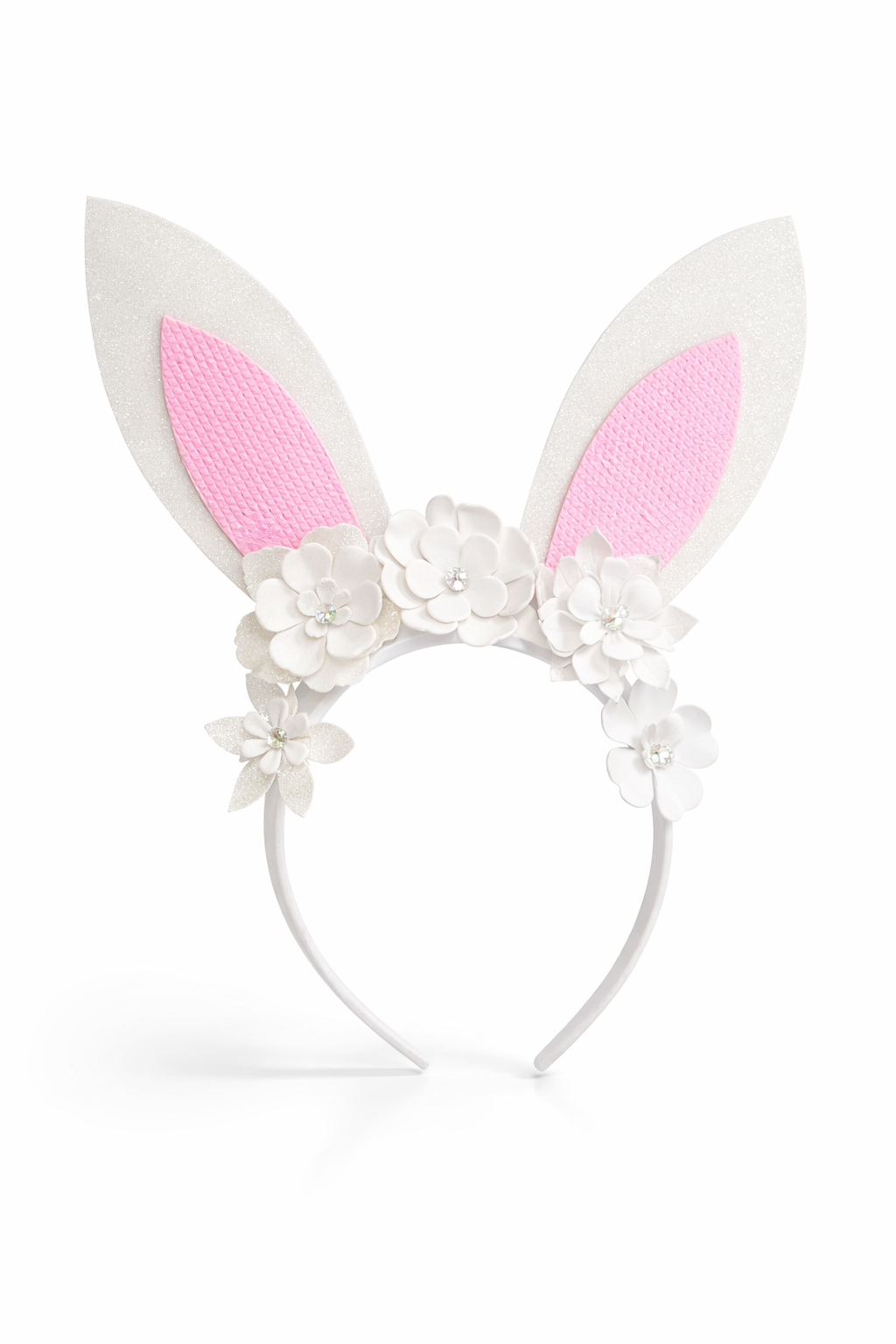 Easter bunny flower crown - White Sparkle