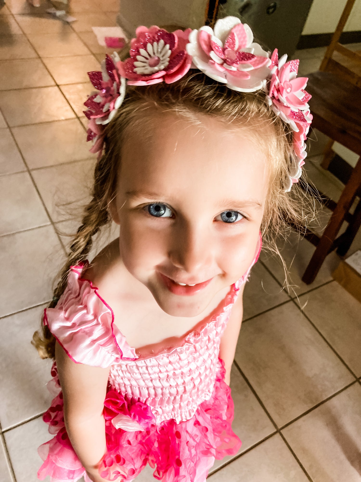 White & Baby Pink Sparkle Flower Crown Headband – Glitter Statement Headpiece | Festival, Bridal & Luxe Occasion Accessory