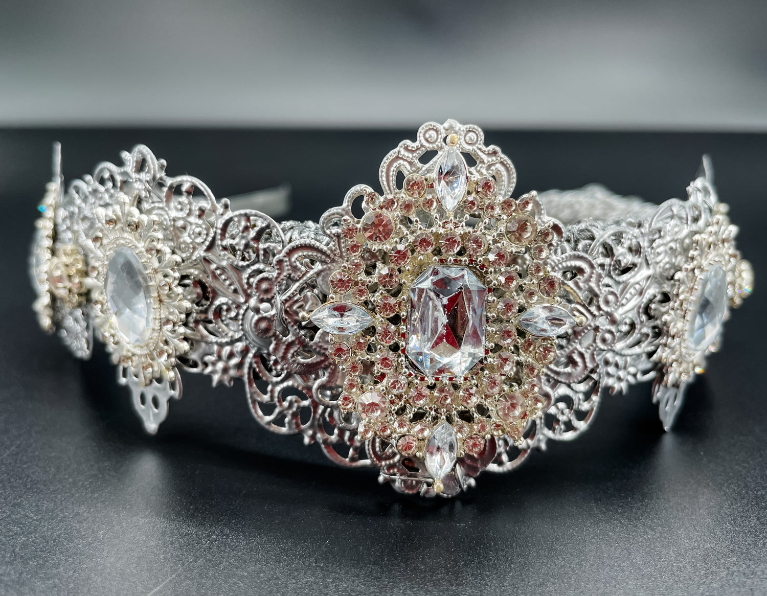 Silver Nordic Luxe Crown – Rhinestone Statement Tiara | Bridal, Fantasy Goddess & Luxe Occasion Headpiece