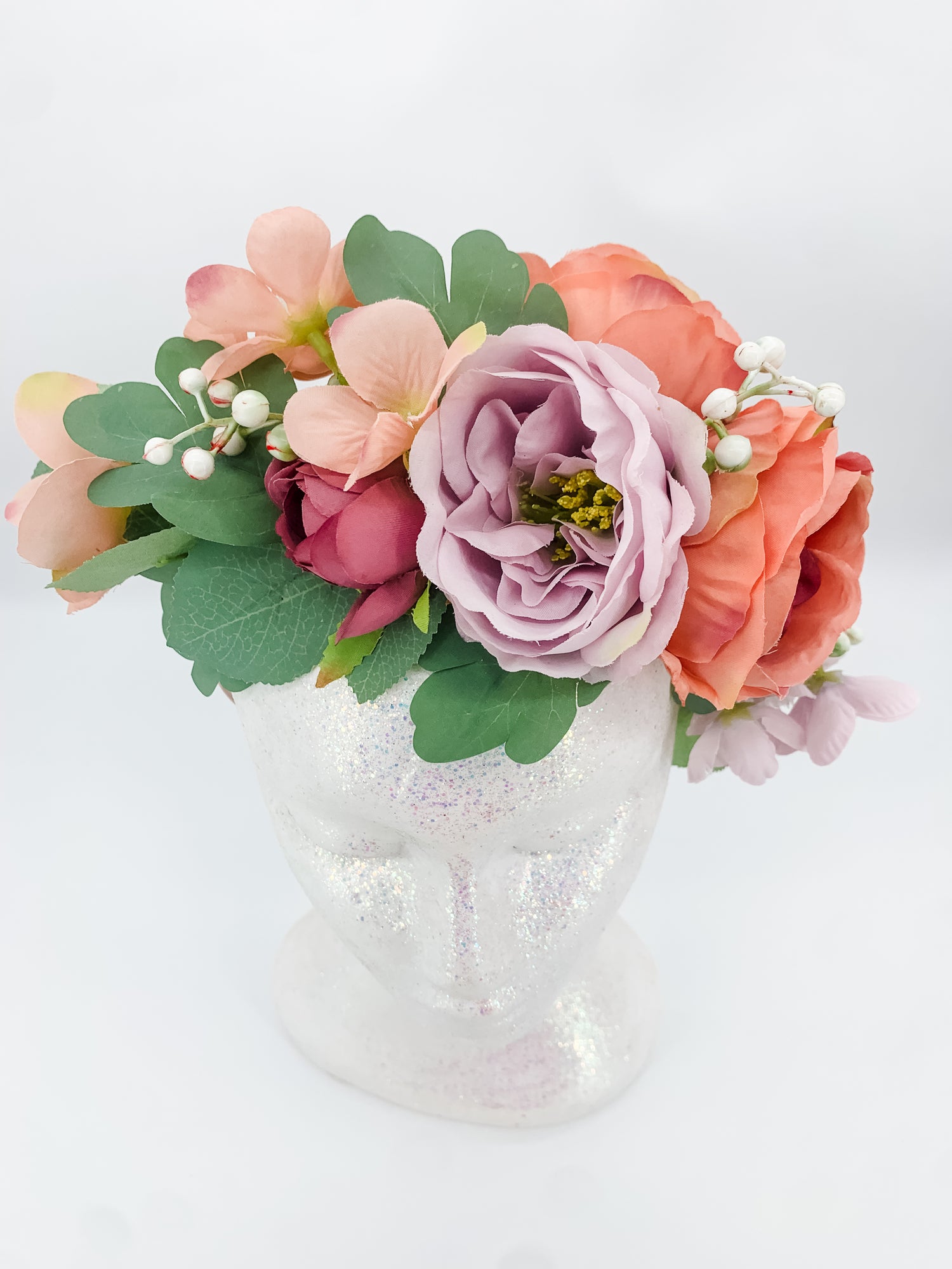 Peach Fantasy Silk Flower Crown – Floral Statement Headpiece | Festival, Bridal & Luxe Occasion Accessory