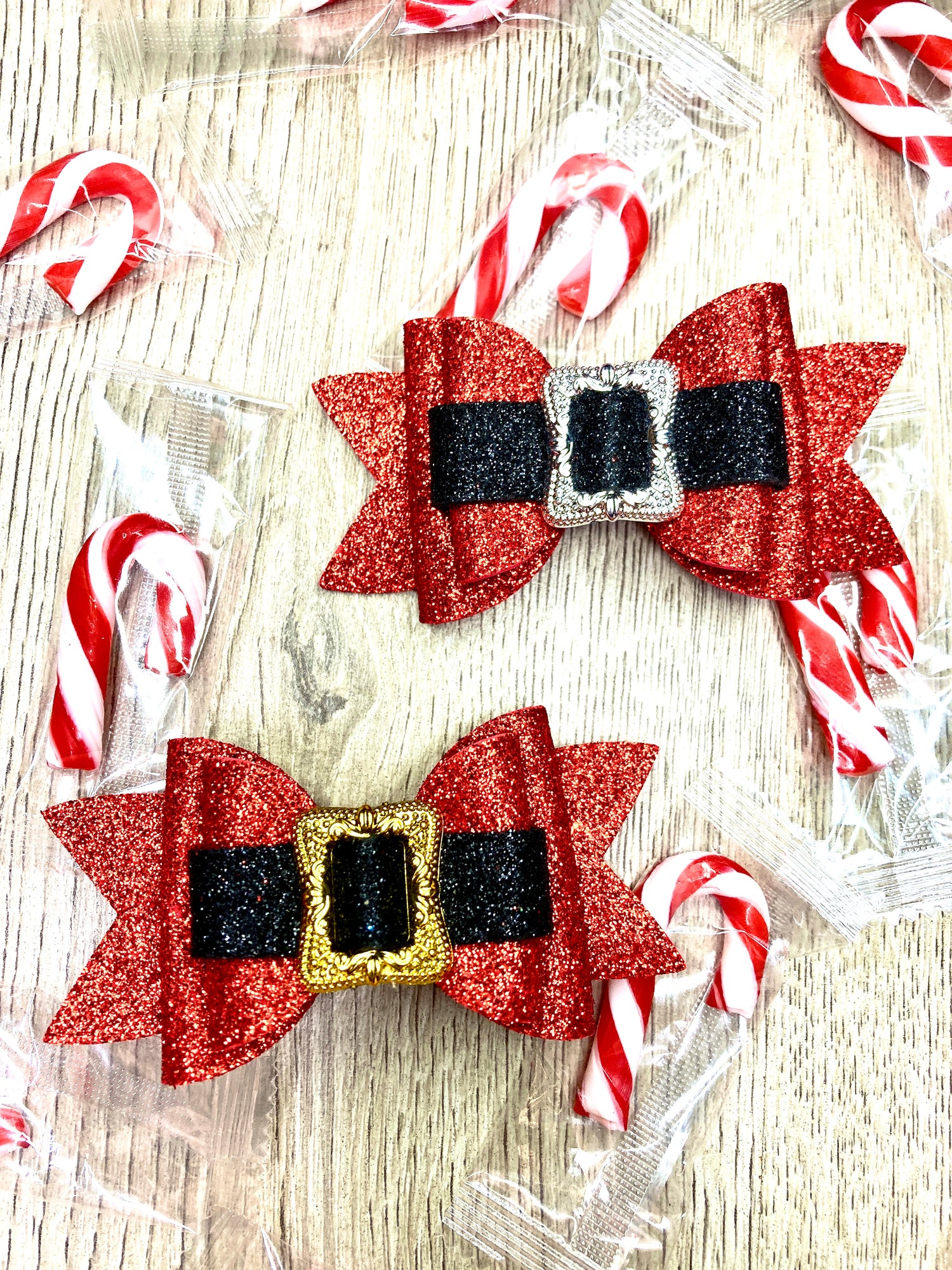 Christmas Santa Bow Hair Clip – Sparkle Festive Statement Accessory | Holiday Glam & Luxe Hair Piece