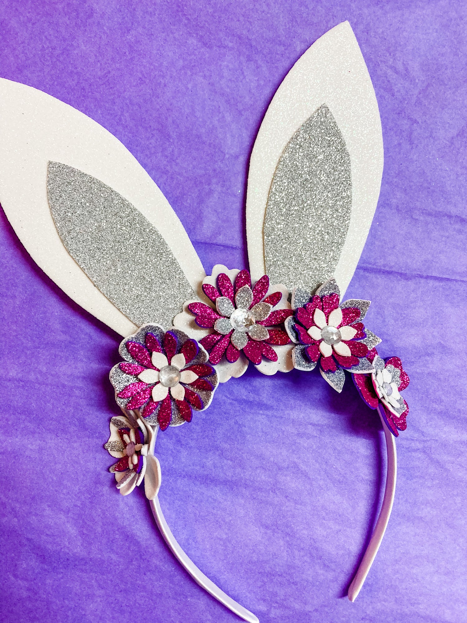 Easter bunny flower crown Magenta