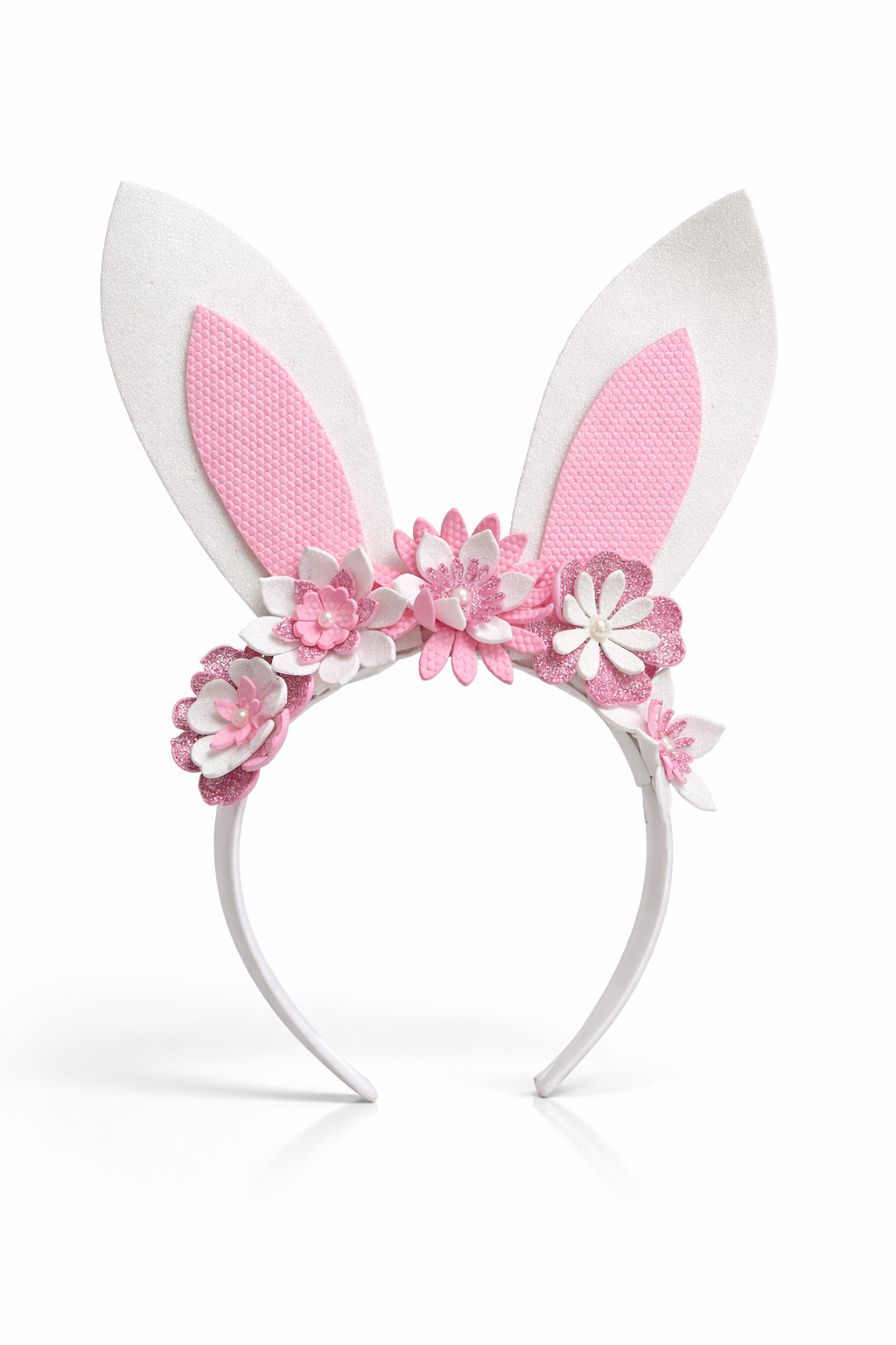 Easter bunny flower crown - Pink & White sparkle