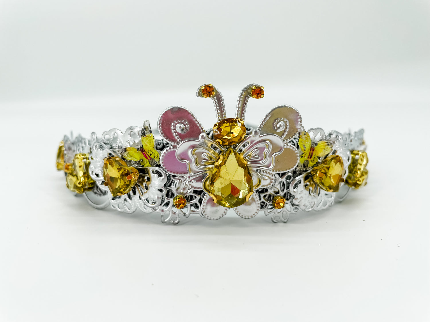 Petit Golden Honey Bee Tiara – Rhinestone Statement Crown | Bridal, Fantasy Goddess & Luxe Occasion Headpiece