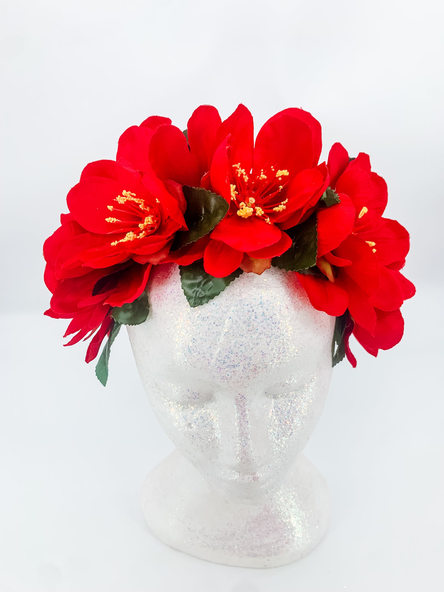 Ruby Red Silk Flower Crown – Floral Statement Headpiece | Festival, Bridal & Luxe Occasion Accessory