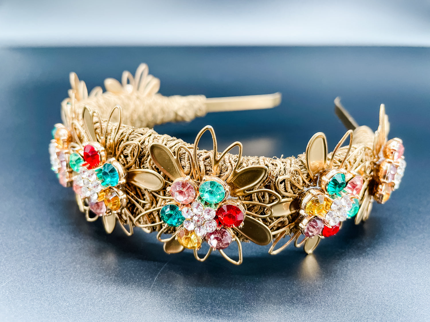 Floral Kaleidoscope Garland – Colourful Flower Statement Headpiece | Bridal, Festival & Luxe Occasion Hair Accessory