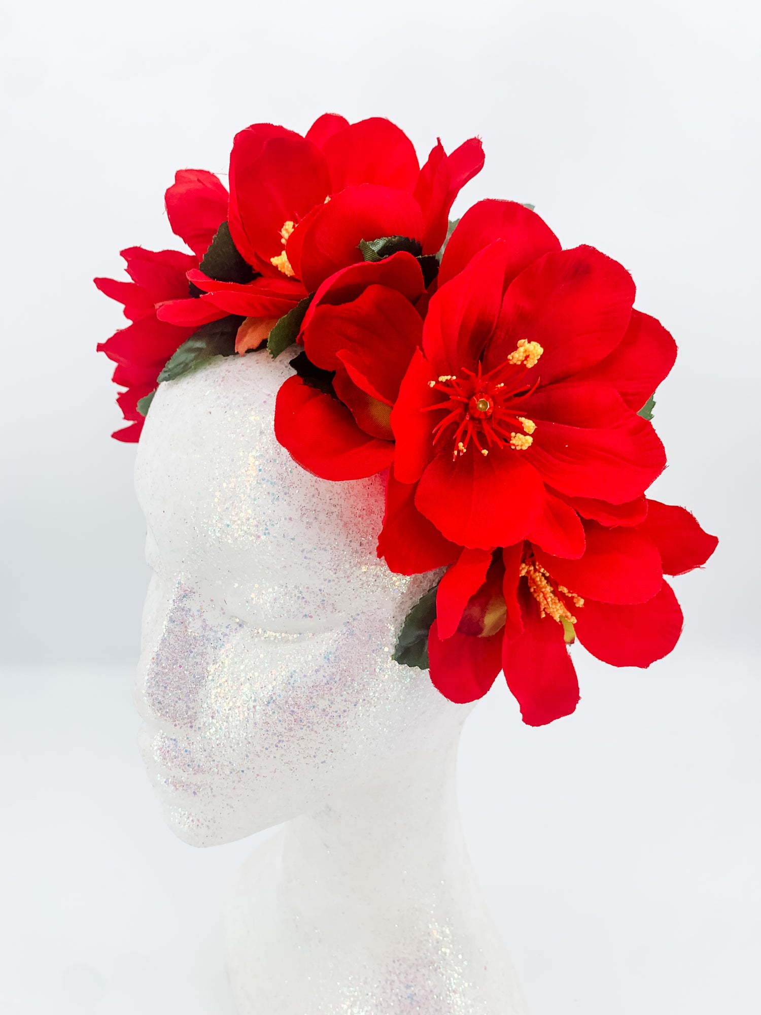 Ruby Red Silk Flower Crown – Floral Statement Headpiece | Festival, Bridal & Luxe Occasion Accessory