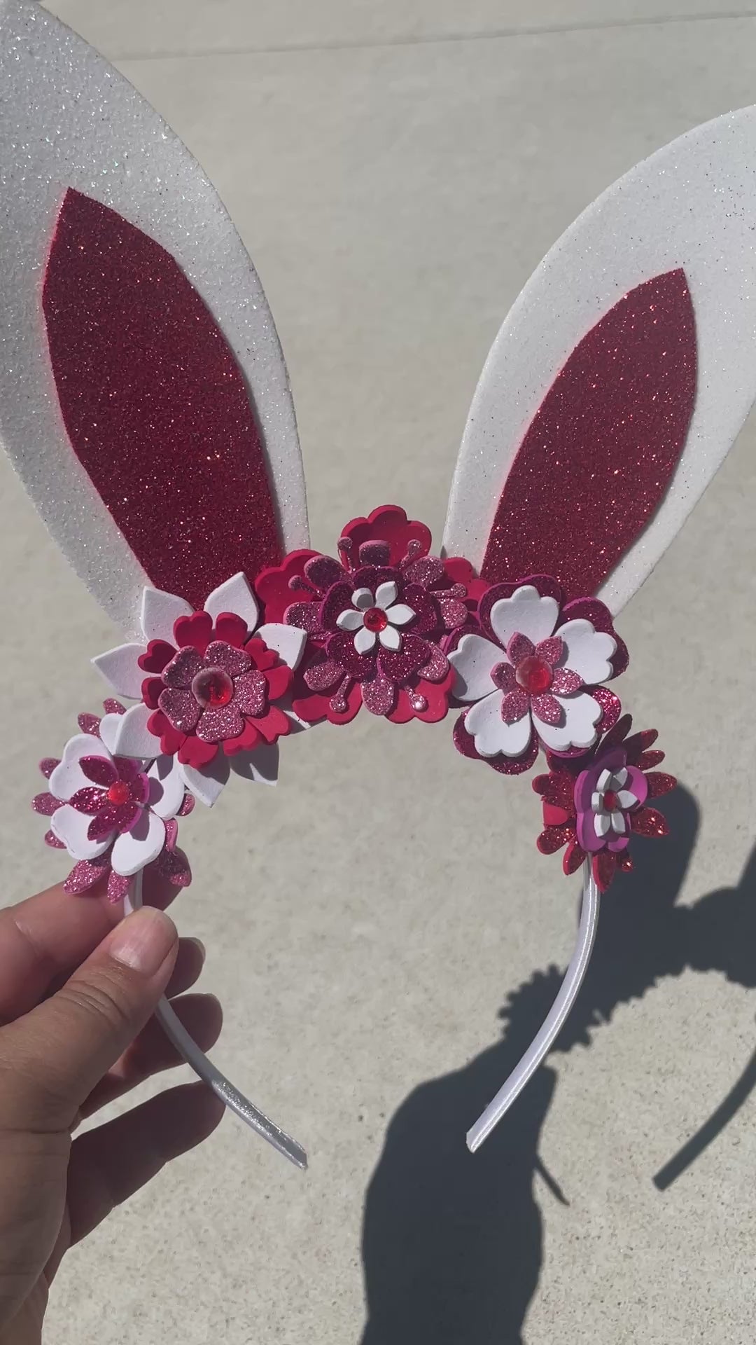Easter bunny flower crown - Pink & Red