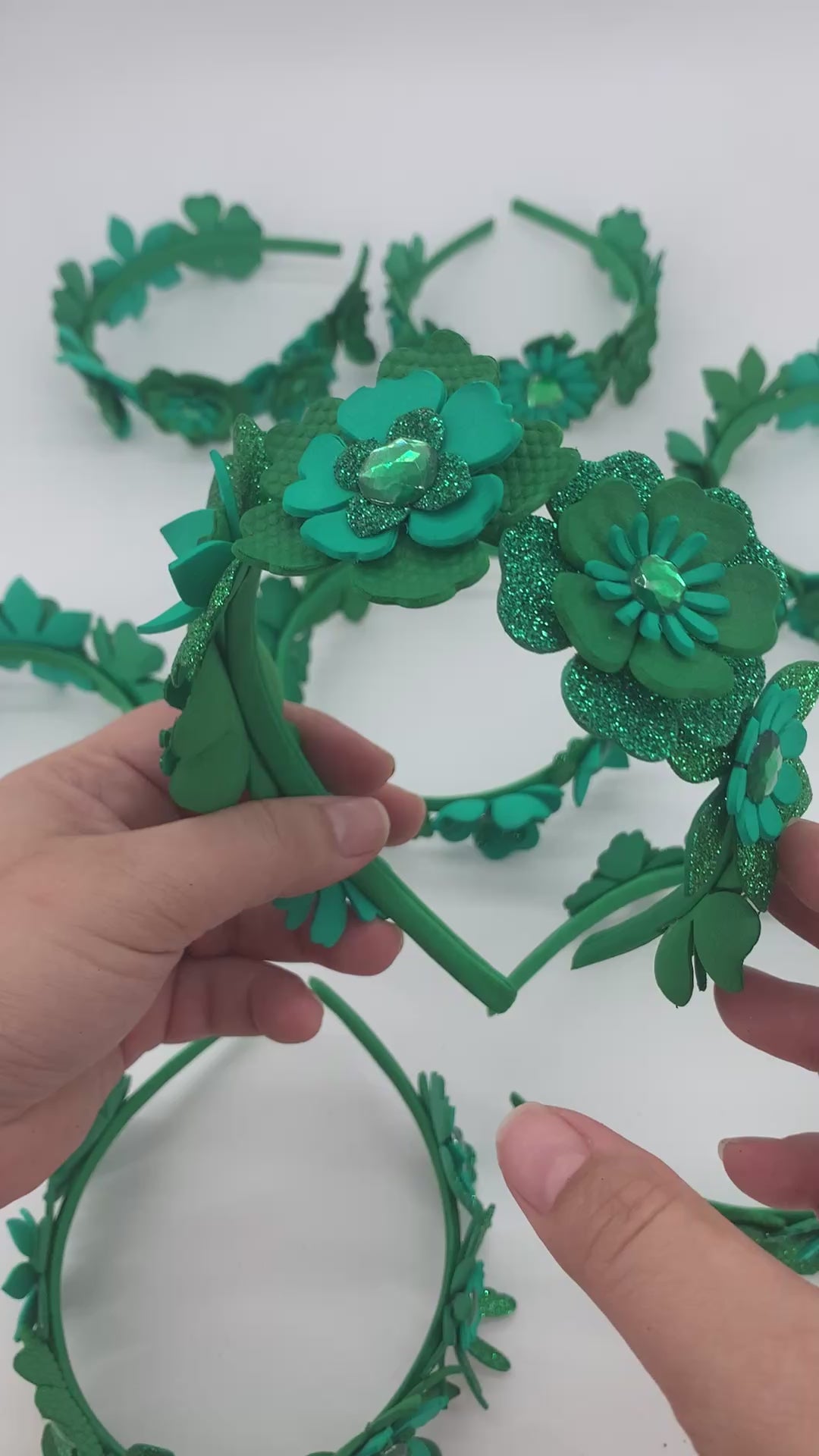 Grinch Green Christmas Sparkle Flower Crown – Gold, Red & Green Glitter Statement Headpiece | Festive Glam & Luxe Holiday Accessory