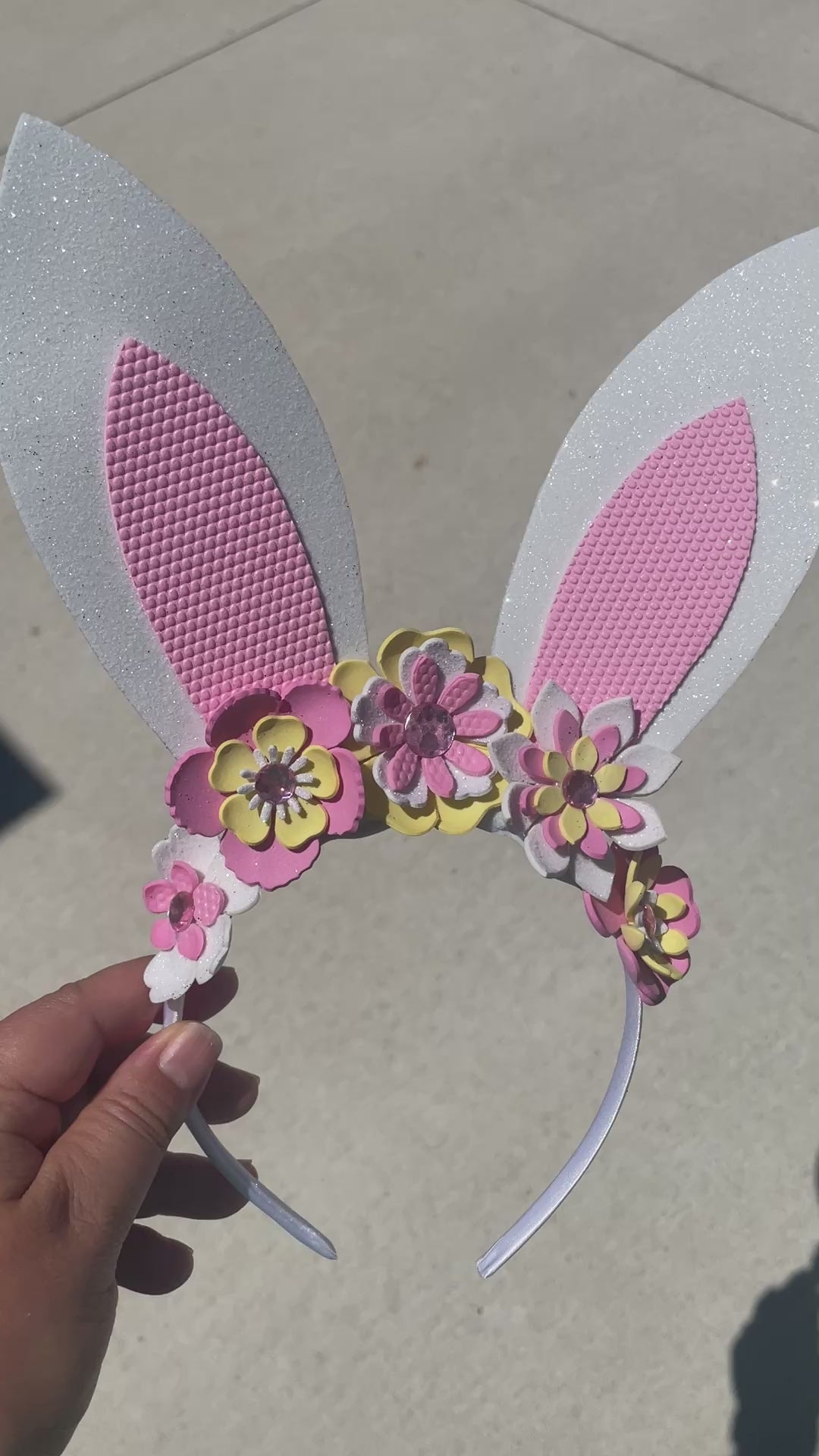 Easter bunny flower crown - Pink & yellow